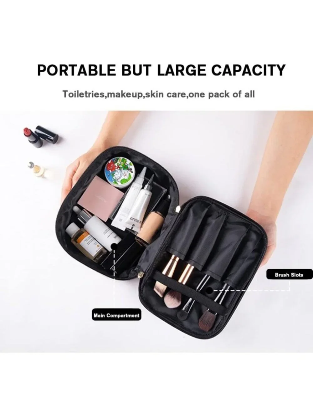 Leopard Print Double Layer Makeup Bag - Travel Cosmetic Organizer & Toiletry